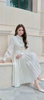 Vita A-line Cuff Sleeved Silk Cotton Blend Midi Dress - MEAN BLVD
