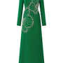 Vivacy A-line Queen Anne Neck Velvet Satin Maxi Dress - MEAN BLVD
