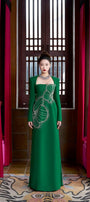 Vivacy Sheath Queen Anne Neck Velvet Satin Floor Length Ao Dai - MEAN BLVD