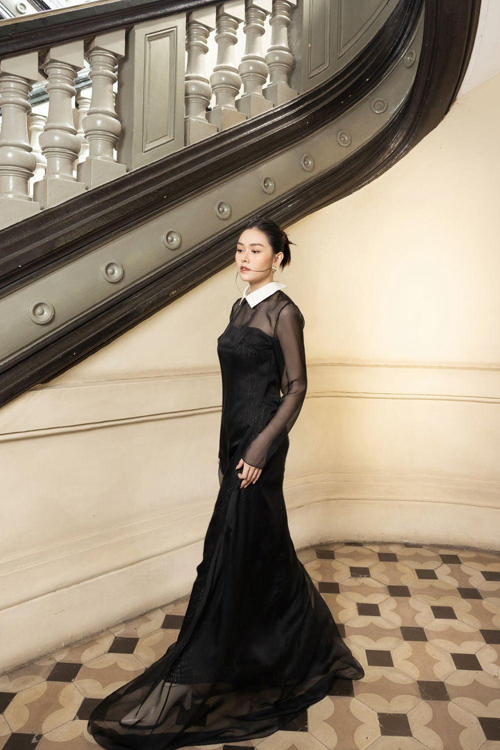 Vivian A-line See-Through Chiffon Floor Length Dress - MEAN BLVD