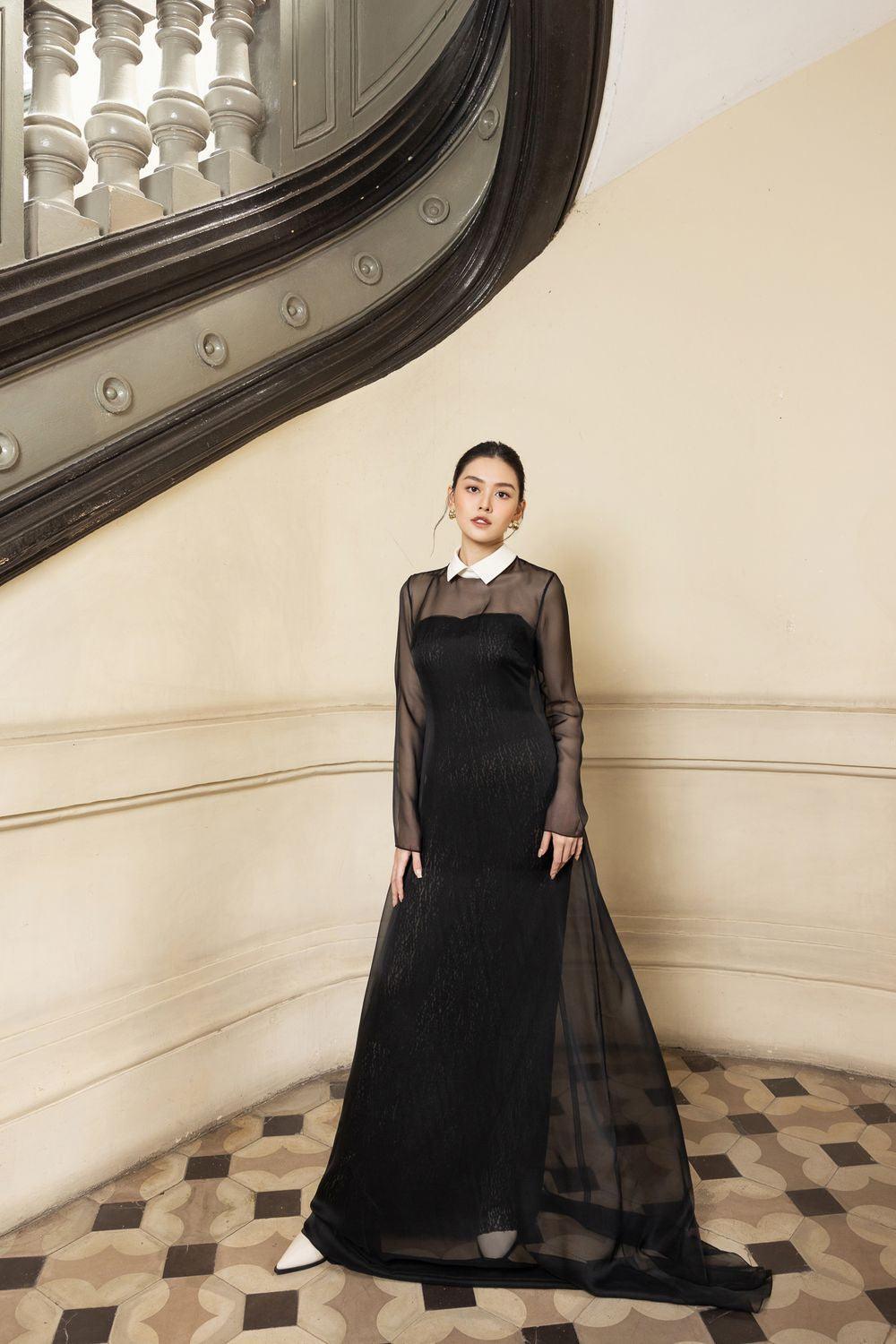 Vivian A-line See-Through Chiffon Floor Length Dress - MEAN BLVD