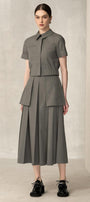 Viviana Pleated Side Pocket Polycotton Midi Skirt - MEAN BLVD
