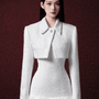 Vonda Cropped Collared Neck Tweed Jacket - MEAN BLVD