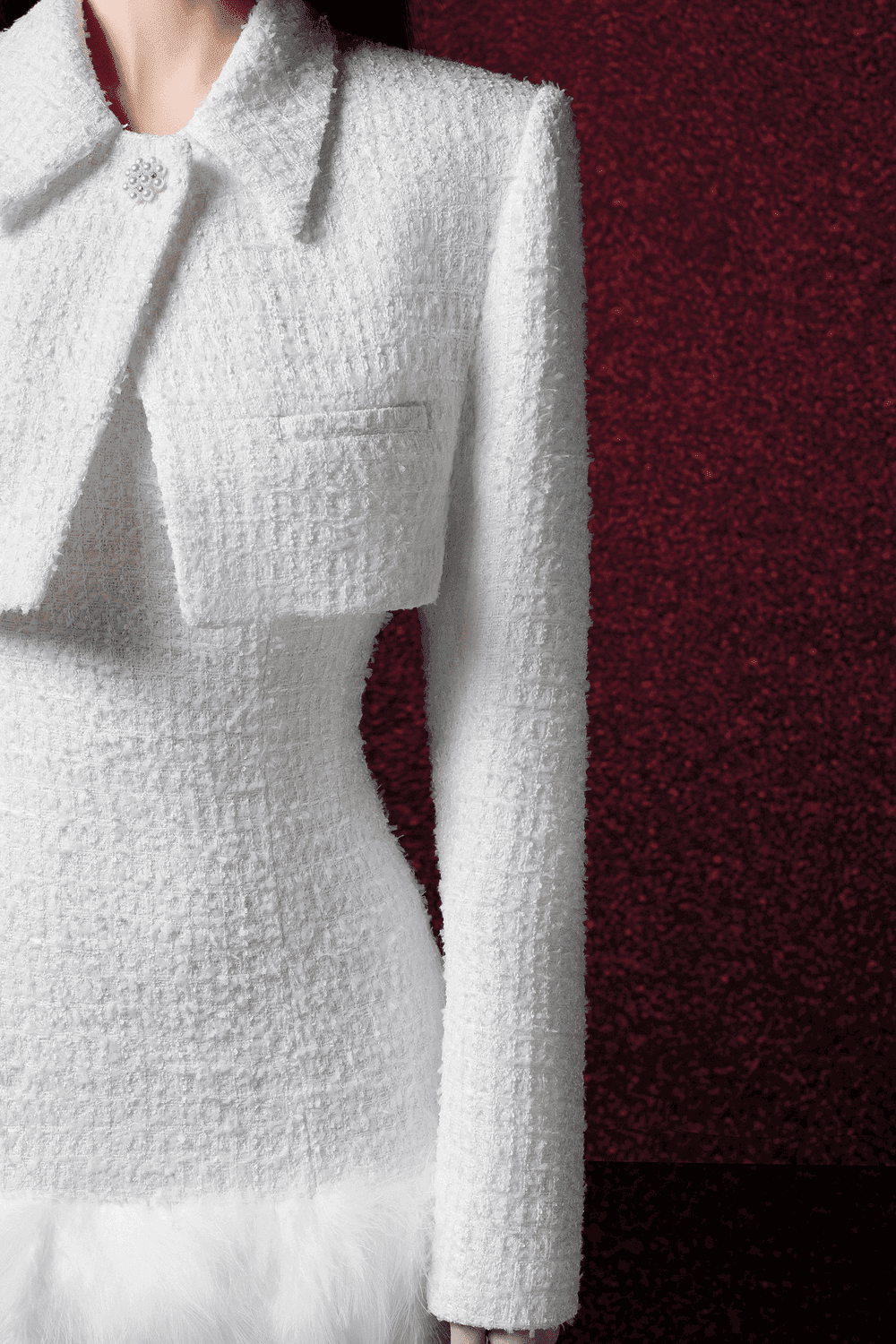 Vonda Cropped Collared Neck Tweed Jacket - MEAN BLVD