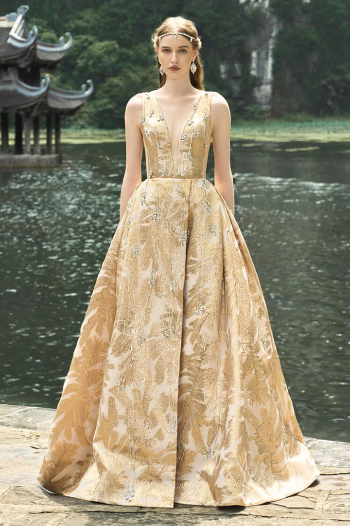 Women's Wanderlust Ball Gown Sleeveless Jacquard Floor Length