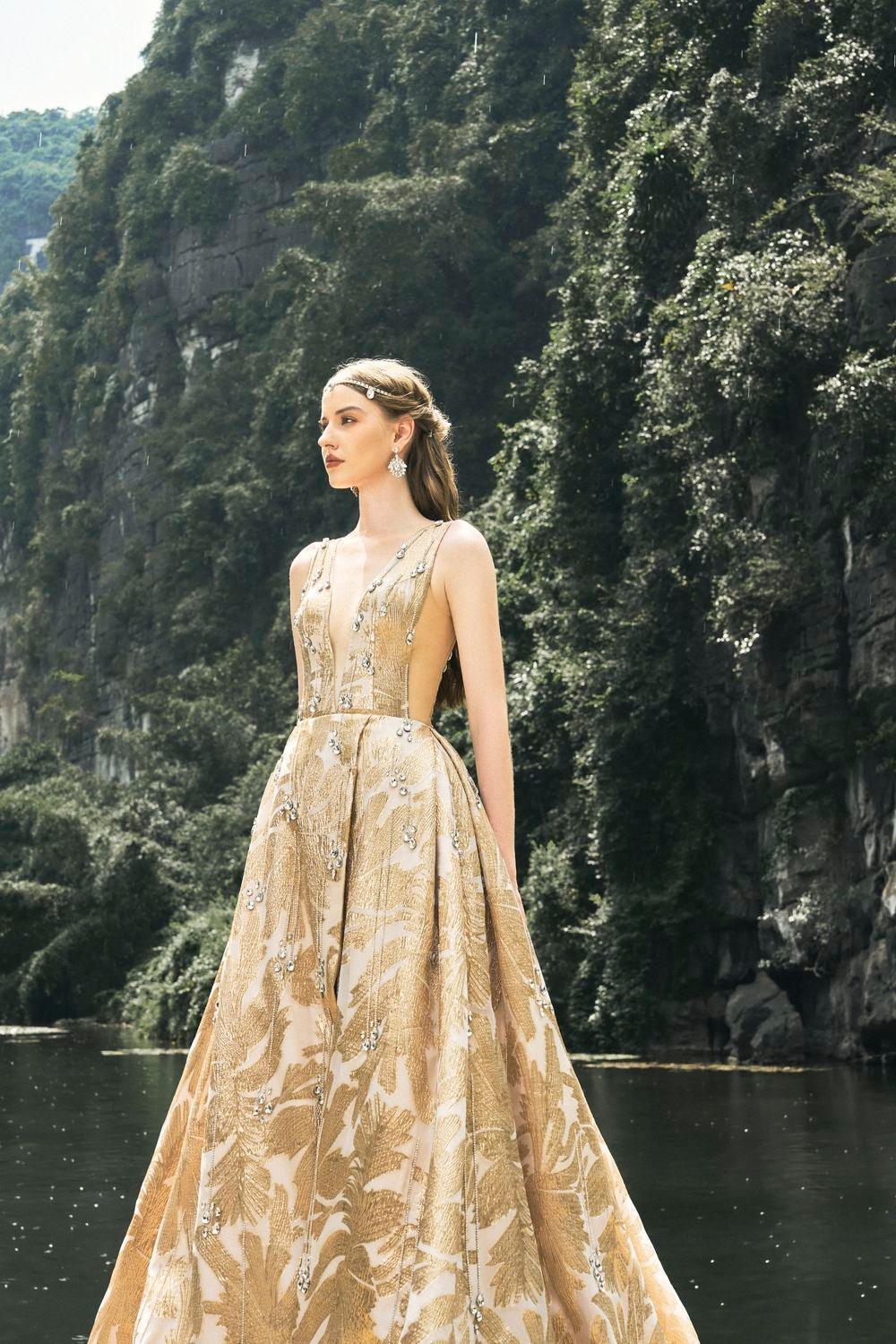 Wanderlust Ball Gown Sleeveless Jacquard Floor Length Dress - MEAN BLVD