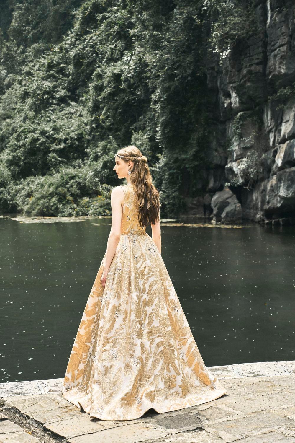 Wanderlust Ball Gown Sleeveless Jacquard Floor Length Dress - MEAN BLVD