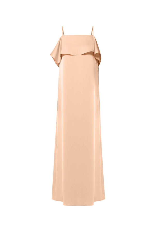 Wavy Straight Camisole Silk Ankle Length Dress - MEAN BLVD