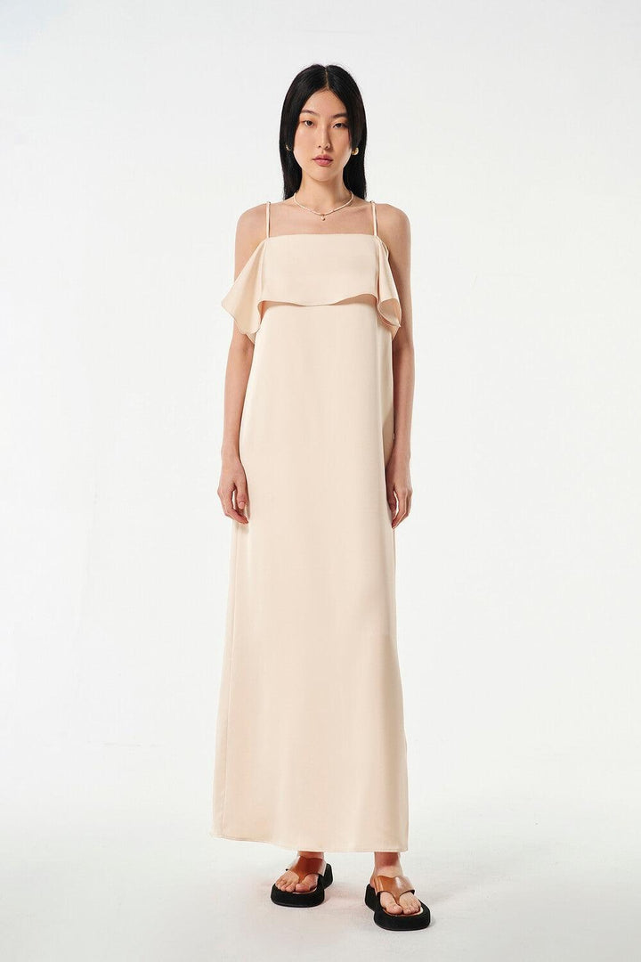 Wavy Straight Camisole Silk Ankle Length Dress - MEAN BLVD