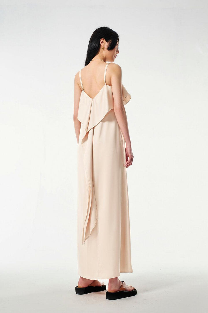 Wavy Straight Camisole Silk Ankle Length Dress - MEAN BLVD