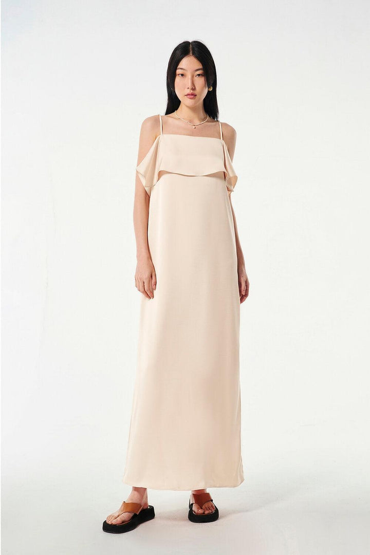 Wavy Straight Camisole Silk Ankle Length Dress - MEAN BLVD