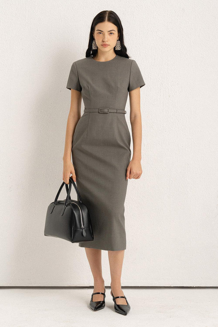 Weber Pencil Round Neck Polycotton Midi Dress - MEAN BLVD