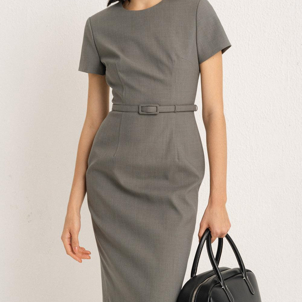 Weber Pencil Round Neck Polycotton Midi Dress - MEAN BLVD