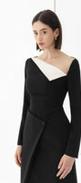 Wendy Sheath Asymmetric Neck Polycotton Midi Dress - MEAN BLVD