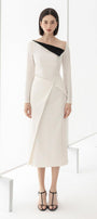 Wendy Sheath Asymmetric Neck Polycotton Midi Dress - MEAN BLVD