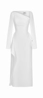 Wendy Sheath Asymmetric Neck Polycotton Midi Dress - MEAN BLVD