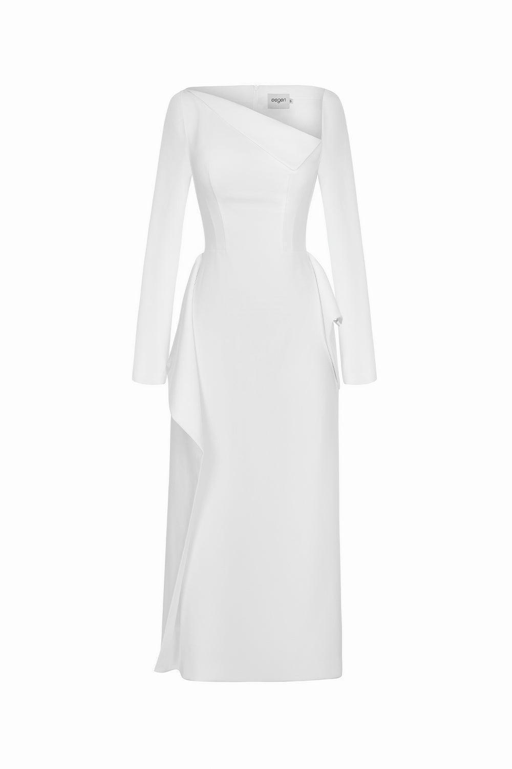 Wendy Sheath Asymmetric Neck Polycotton Midi Dress - MEAN BLVD