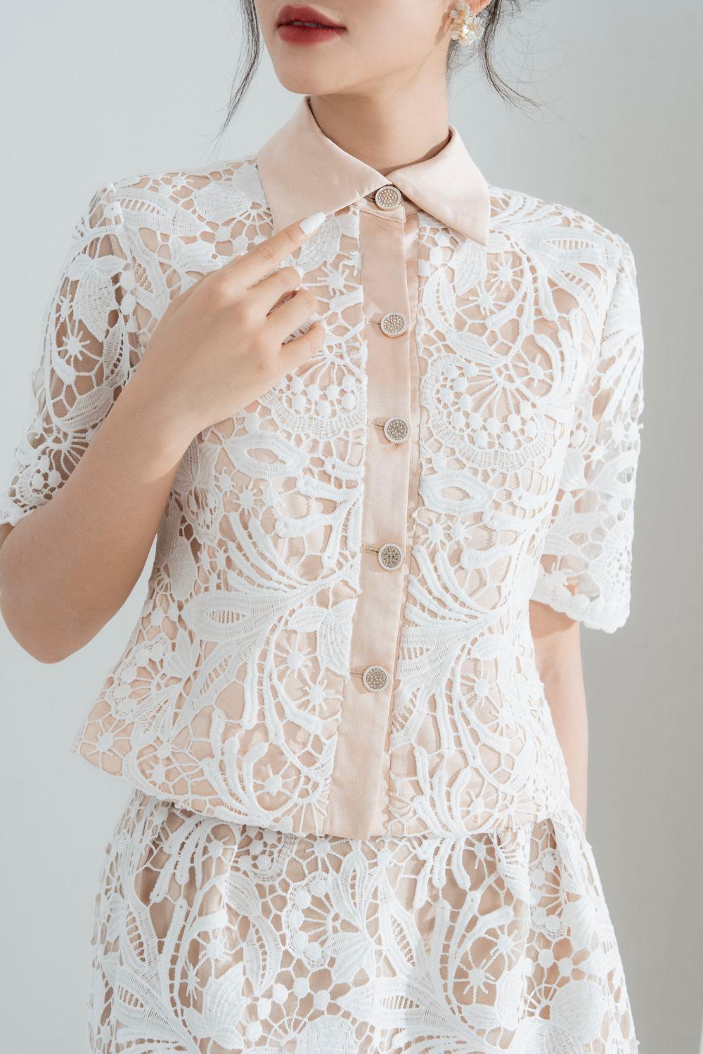 Wendy Straight Pointed Flat Collar Lace Shirt - MEAN BLVD