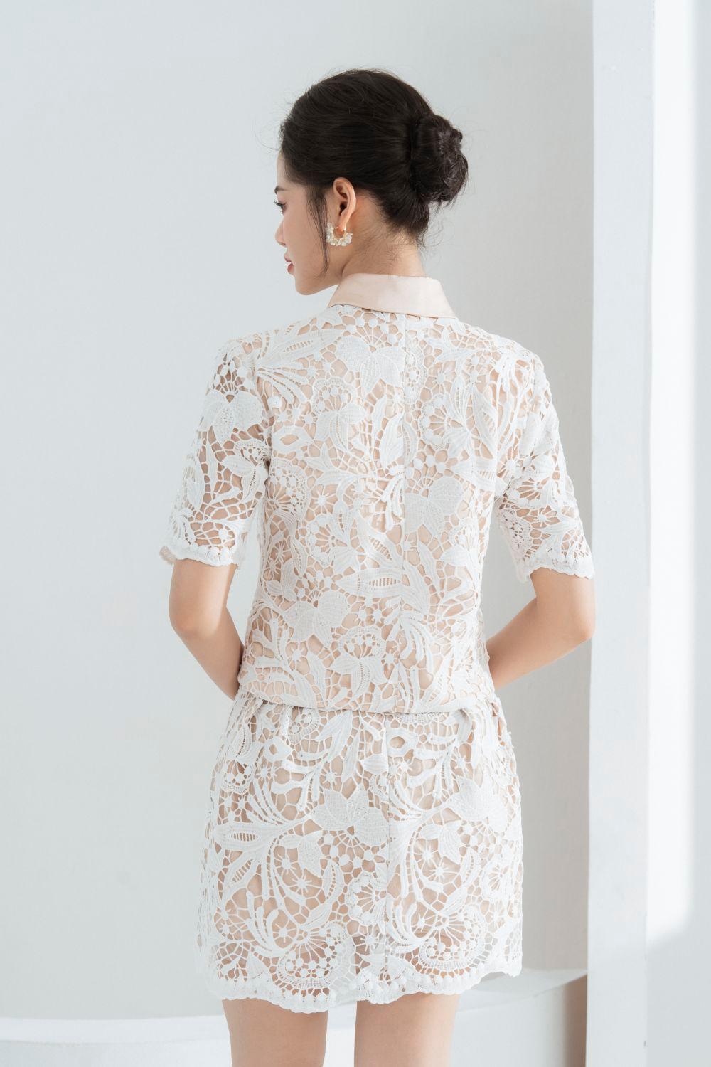 Wendy Straight Pointed Flat Collar Lace Shirt - MEAN BLVD