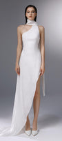Whirlwind Asymmetric Scarf Neck Silk Floor Length Dress - MEAN BLVD