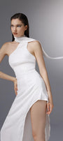 Whirlwind Asymmetric Scarf Neck Silk Floor Length Dress - MEAN BLVD