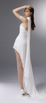Whirlwind Asymmetric Scarf Neck Silk Floor Length Dress - MEAN BLVD