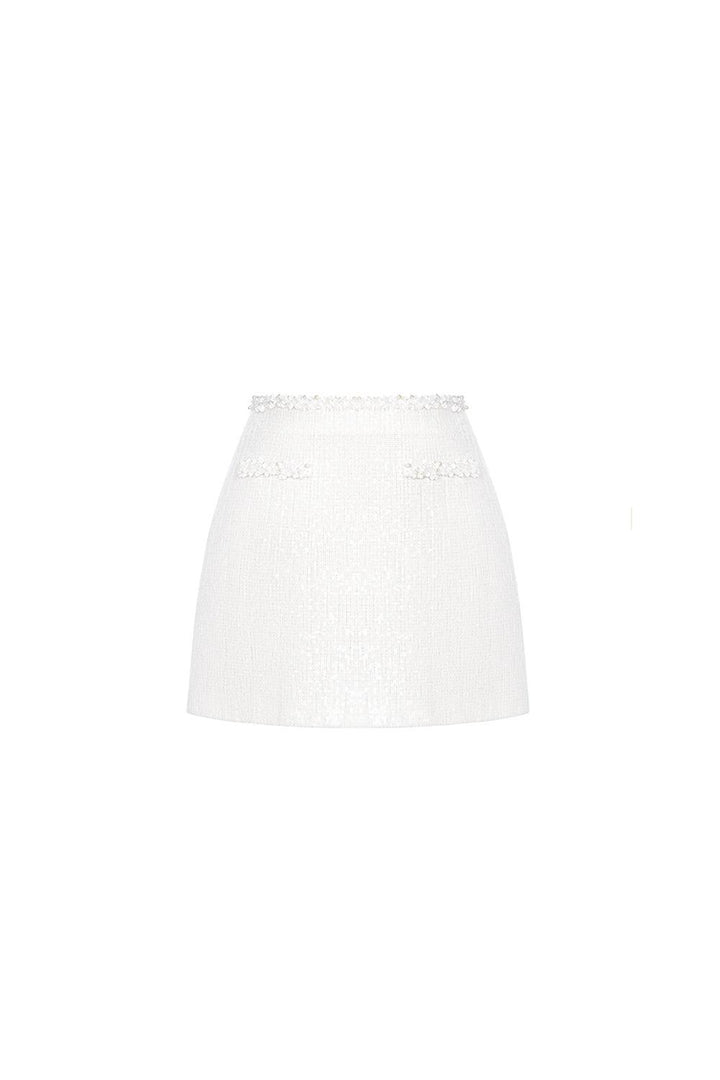 White Beaded Mini Skirt - MEAN BLVD