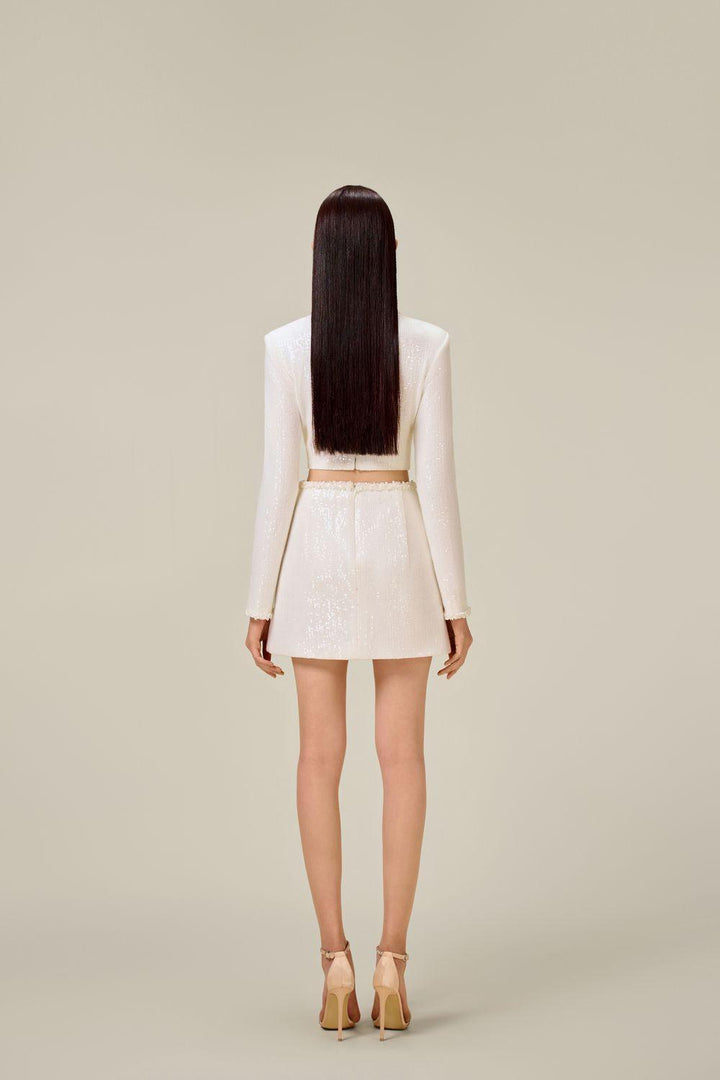 White Beaded Mini Skirt - MEAN BLVD