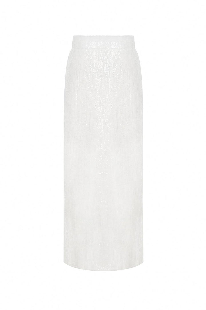 White Beaded Pencil Skirt - MEAN BLVD