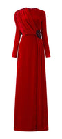 Whitley Sheath Asymmetric Shoulder Velvet Floor Length Dress - MEAN BLVD