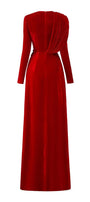 Whitley Sheath Asymmetric Shoulder Velvet Floor Length Dress - MEAN BLVD