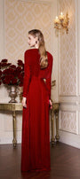 Whitley Sheath Asymmetric Shoulder Velvet Floor Length Dress - MEAN BLVD