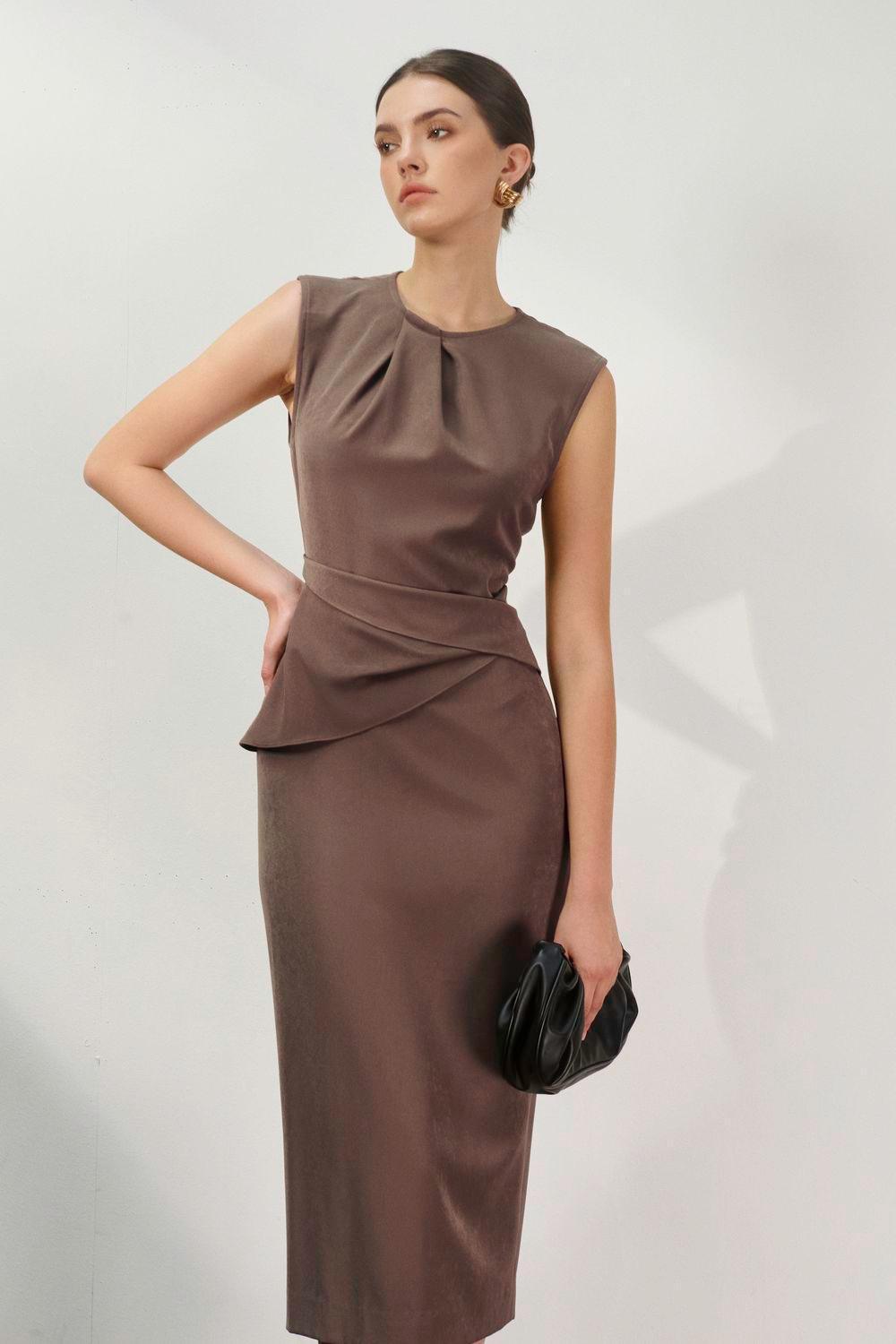 Whitney Sheath Sleeveless Twill Midi Dress - MEAN BLVD