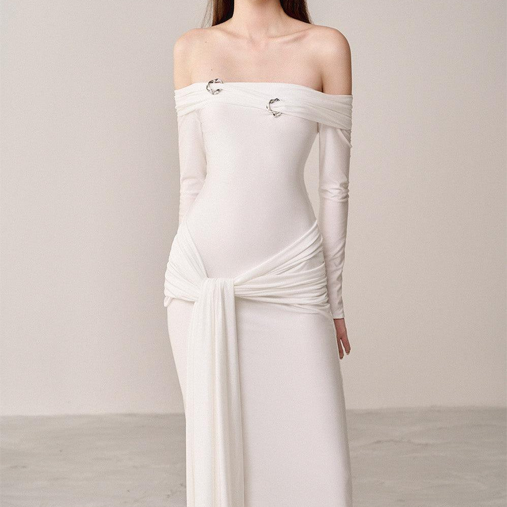 Winal Sarong Off-Shoulder Spandex Maxi Dress - MEAN BLVD