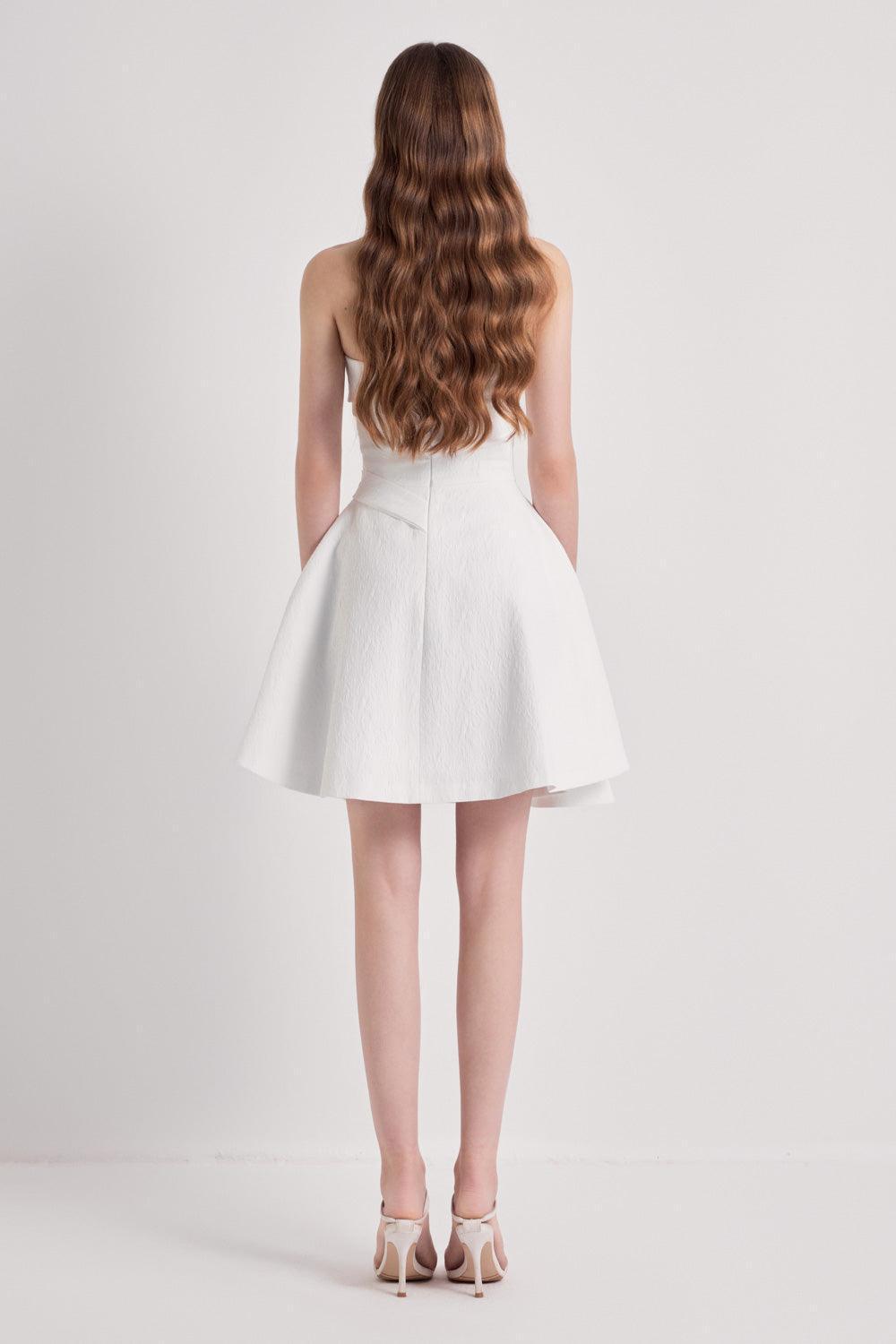 Wings Strapless Pleated Brocade Taffeta Mini Dress - MEAN BLVD