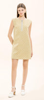 Winifred Straight Round Neck Brocade Mini Dress - MEAN BLVD