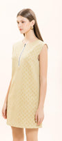 Winifred Straight Round Neck Brocade Mini Dress - MEAN BLVD
