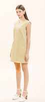 Winifred Straight Round Neck Brocade Mini Dress - MEAN BLVD