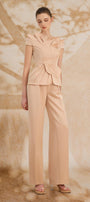 Wren Peplum Asymmetric Neck Silk Shirt - MEAN BLVD