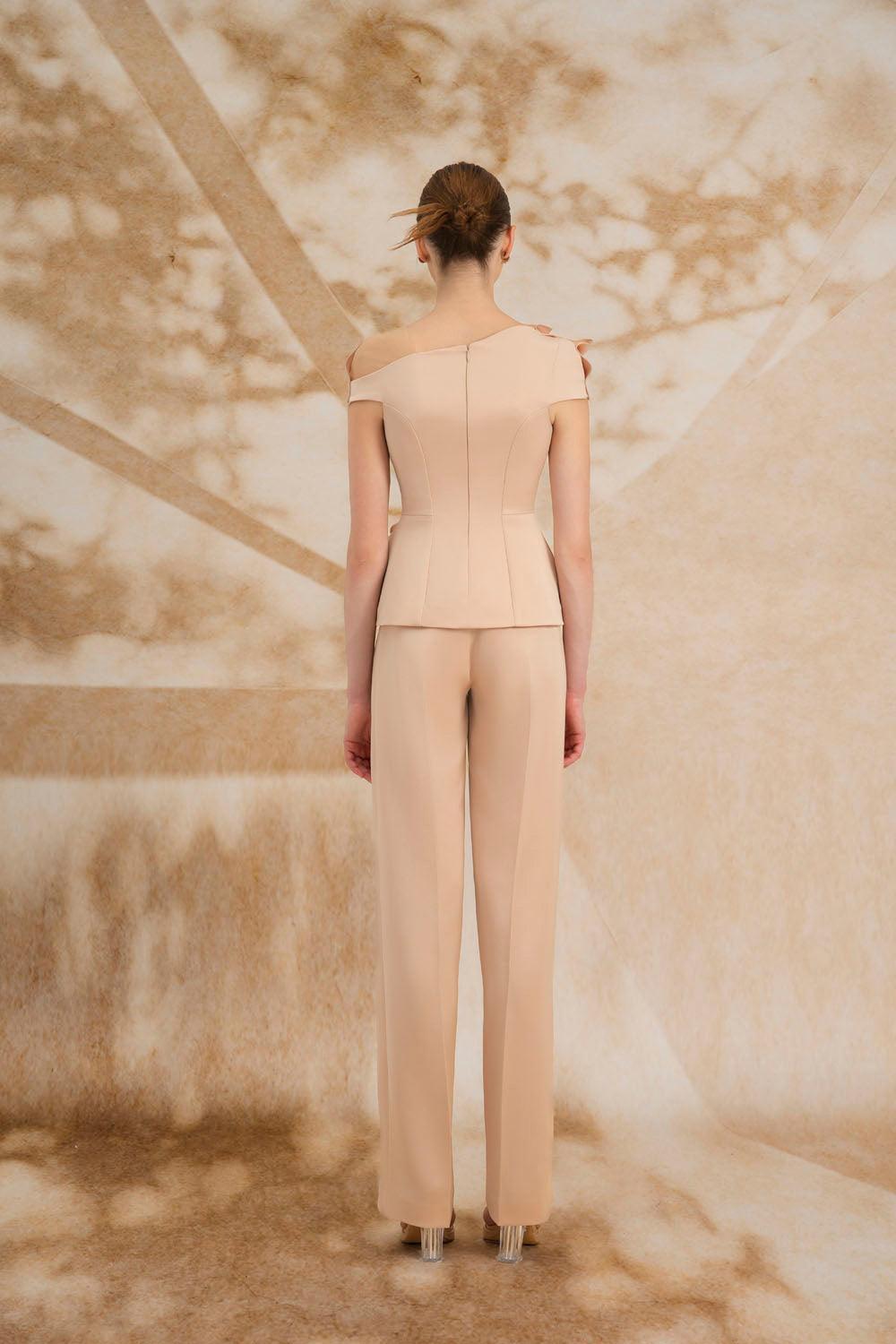 Wren Peplum Asymmetric Neck Silk Shirt - MEAN BLVD