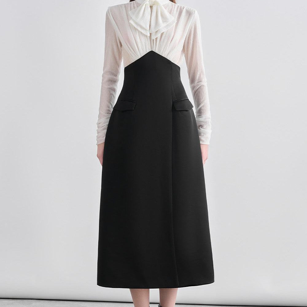 Wrenley A-line Bow Tie Chanel Midi Dress - MEAN BLVD