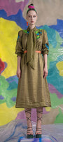 Xenia Straight Tie Neck Organza Midi Dress - MEAN BLVD