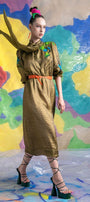 Xenia Straight Tie Neck Organza Midi Dress - MEAN BLVD