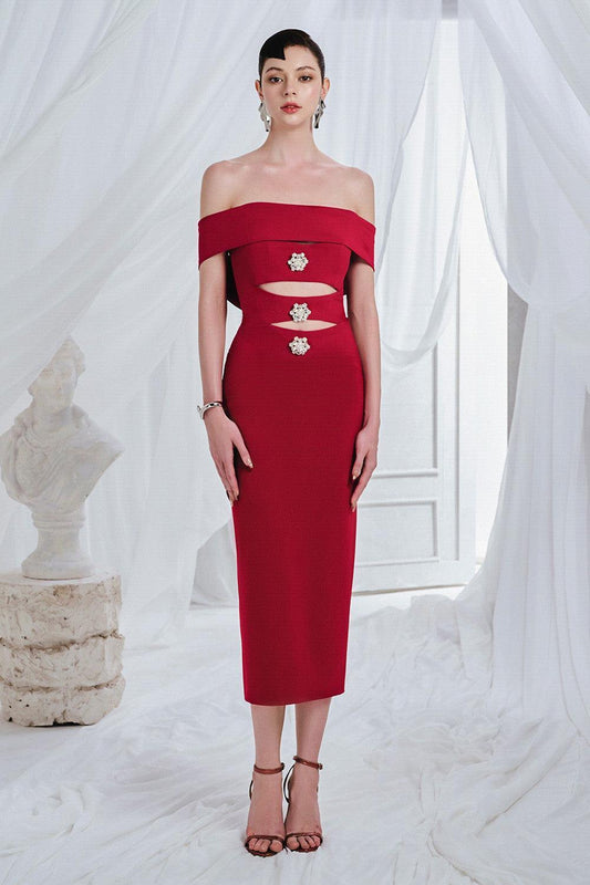 Yates Sheath Cut-Out Spandex Midi Dress - MEAN BLVD