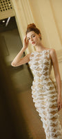 Yedda Bodycon Boat Neck Tulle Midi Dress - MEAN BLVD