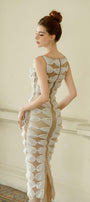 Yedda Bodycon Boat Neck Tulle Midi Dress - MEAN BLVD