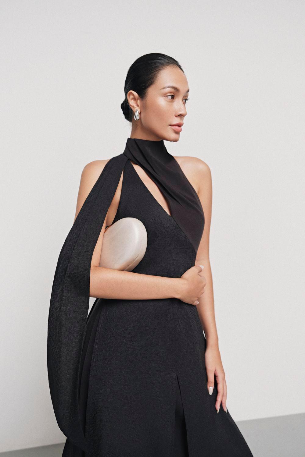 Women's Yen Layered High Neck Floss Silk Ankle Length Dress XS/S/M/L/XL Nude/Blue/Black MEAN BLVD Nude / XL Women's Yen Layered High Neck Floss Silk Ankle Length Dress XS/S/M/L/XL Nude/Blue/Black MEAN BLVD Nude / XL