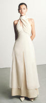Yen Layered High Neck Floss Silk Ankle Length Dress - MEAN BLVD
