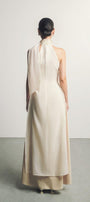 Yen Layered High Neck Floss Silk Ankle Length Dress - MEAN BLVD