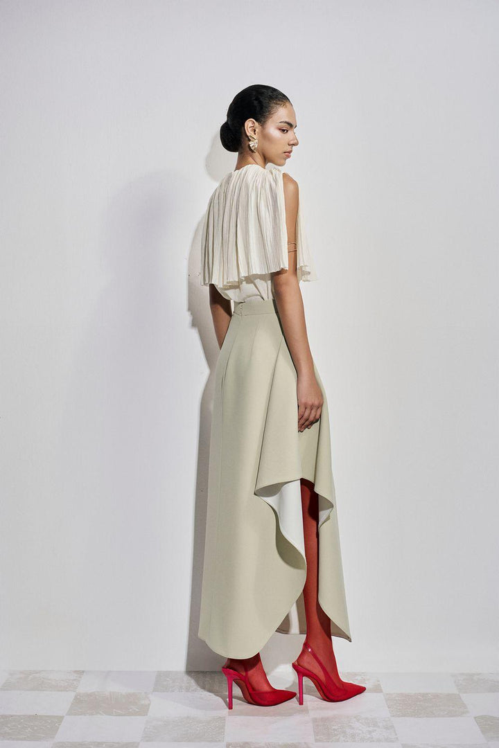 Yvonne Asymmetric High Waist Polyester Ankle Length Skirt - MEAN BLVD